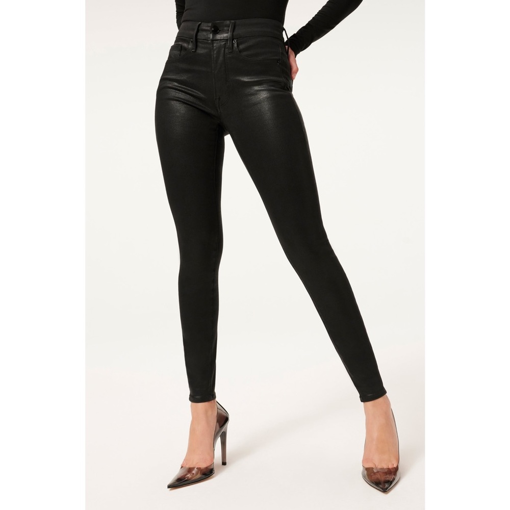 GOOD AMERICAN GOOD LEGS HIGH WAISTED COATED SKINNY JEANS